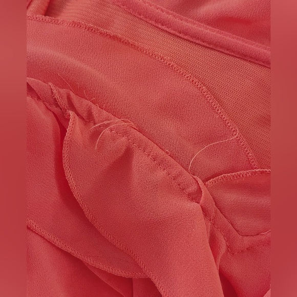 Covington Coral Chiffon Ruffle Blouse Layered Ruffle Top Women’s Small Coquette - Picture 11 of 14